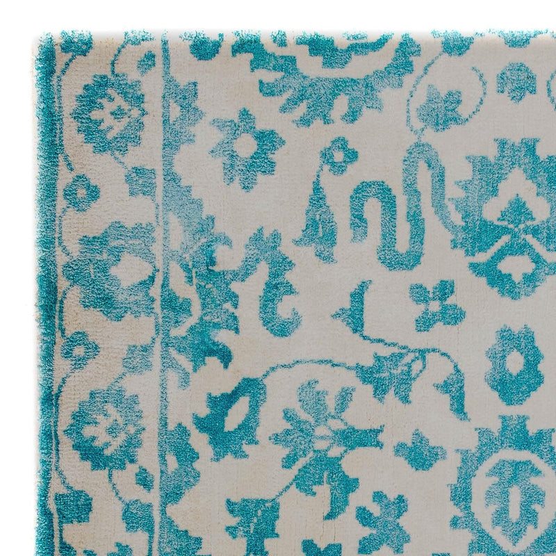 Tapis en viscose carré  - 70 x 70 cm - turquoise