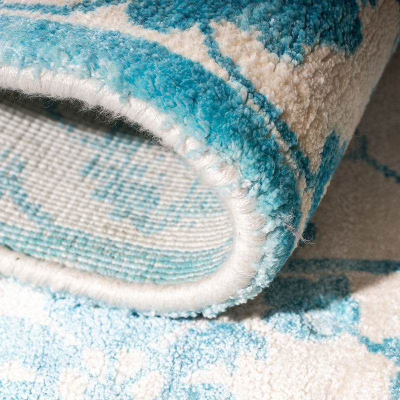Tapis en viscose carré  - 70 x 70 cm - turquoise