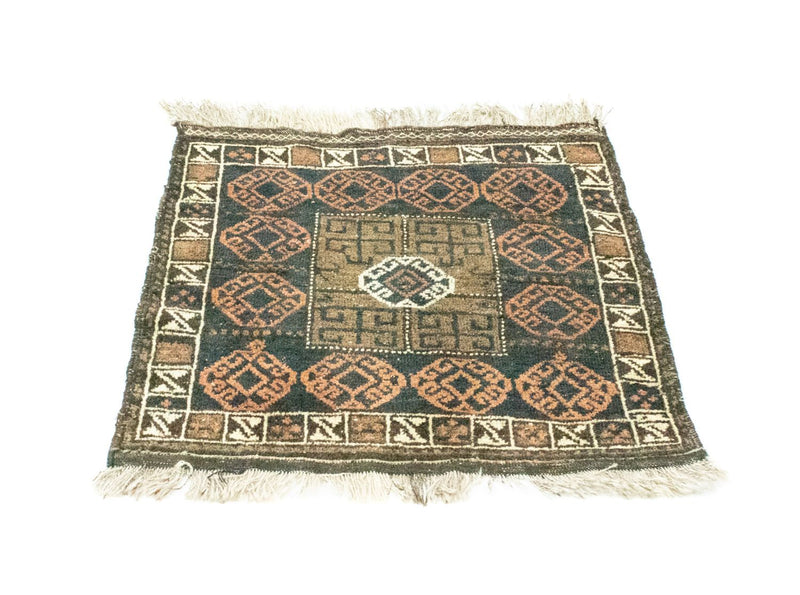 Tapis afghan carré  - 66 x 64 cm - bleu