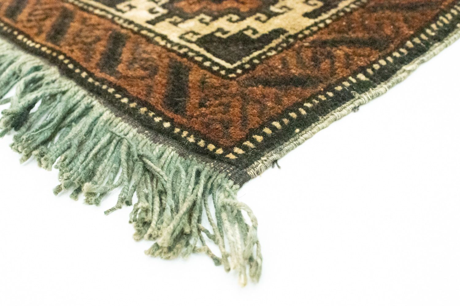 Tapis afghan carré  - 47 x 41 cm - marron