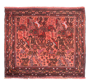 Orientteppich 80 x 68 cm - hellrot