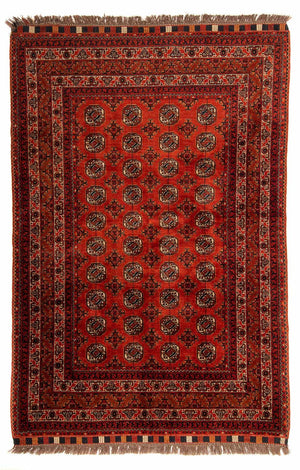 Tapis afghan - Boukhara - 199 x 124 cm - rouge foncé