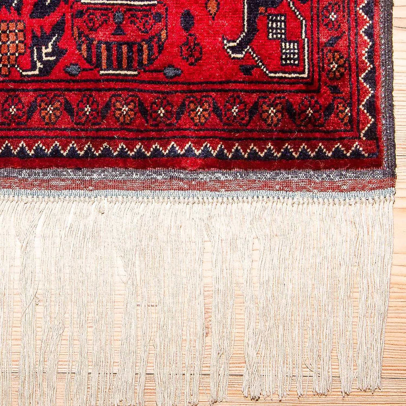 Tapis de couloir Tapis afghan - Kunduz - 286 x 81 cm - rouge