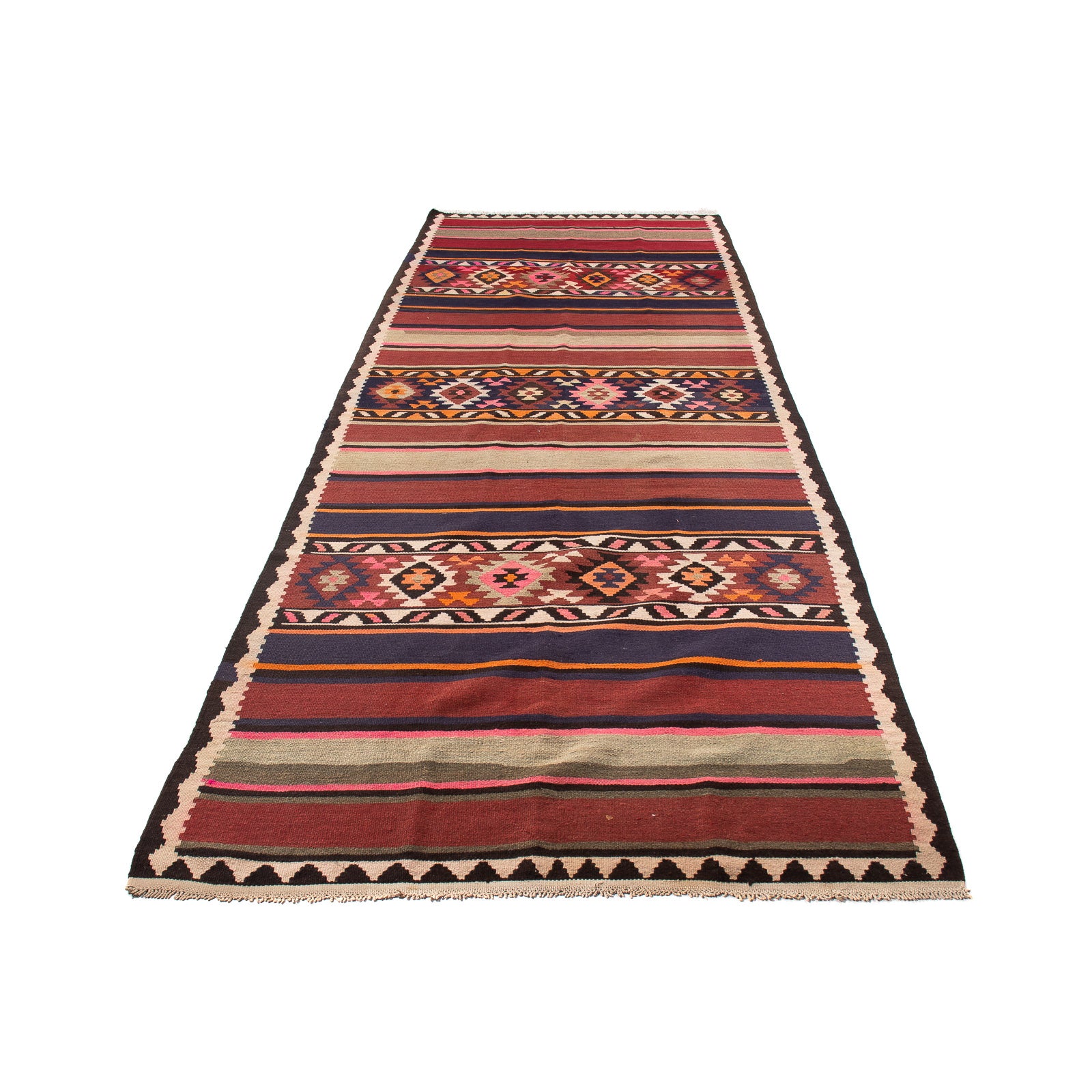 Tapis de couloir Tapis Kelim - Vieux - 360 x 140 cm - multicolore