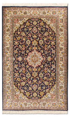 Tapis en soie - Soie du Cachemire - 150 x 93 cm - bleu foncé
