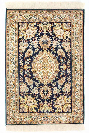 Tapis en soie - Soie du Cachemire - 98 x 63 cm - bleu