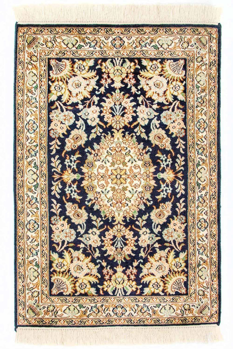 Tapis en soie - Soie du Cachemire - 98 x 63 cm - bleu