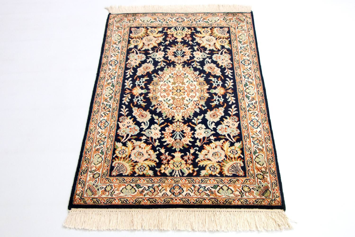 Tapis en soie - Soie du Cachemire - 98 x 63 cm - bleu
