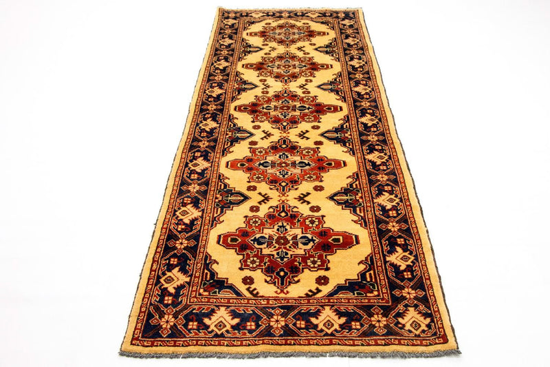 Tapis de couloir Tapis afghan - Hatschlu - 283 x 86 cm - beige
