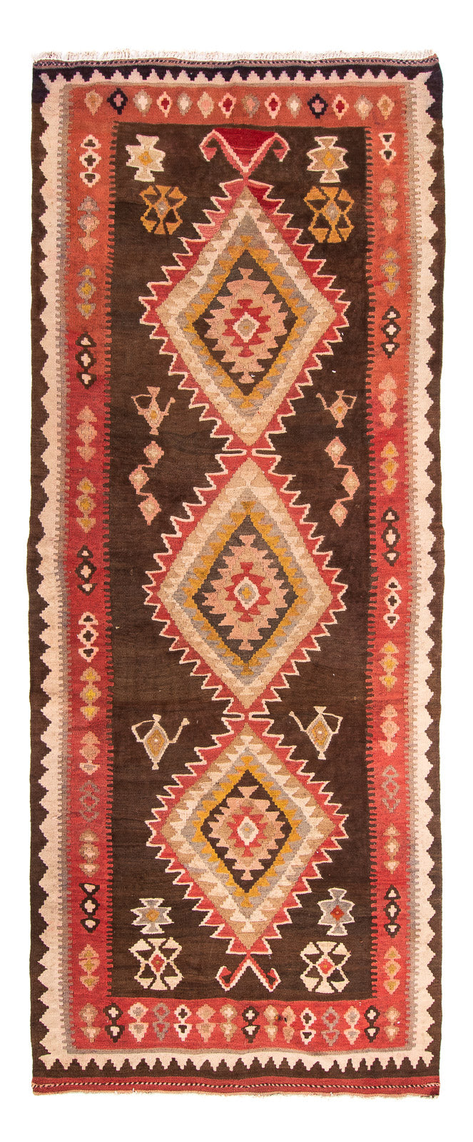 Tapis de couloir Tapis Kelim - Vieux - 310 x 140 cm - multicolore