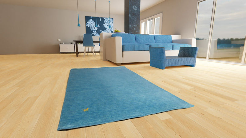 Tapis Gabbeh - Indus - 300 x 250 cm - bleu clair