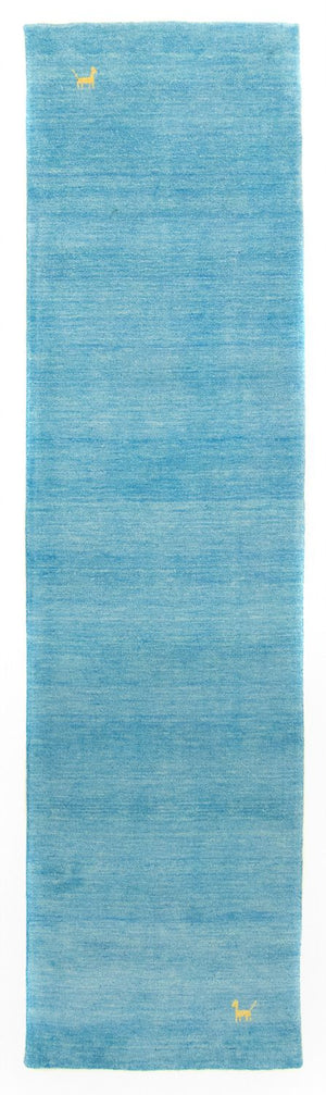 Tapis de couloir Tapis Gabbeh - Indus - 400 x 80 cm - bleu clair