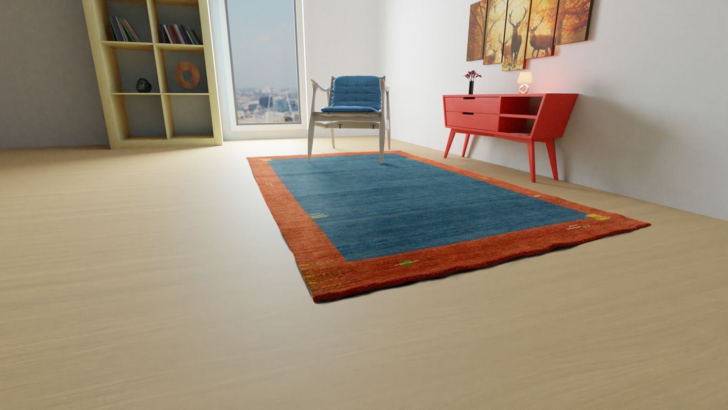 Tapis Gabbeh - Indus - 180 x 120 cm - bleu