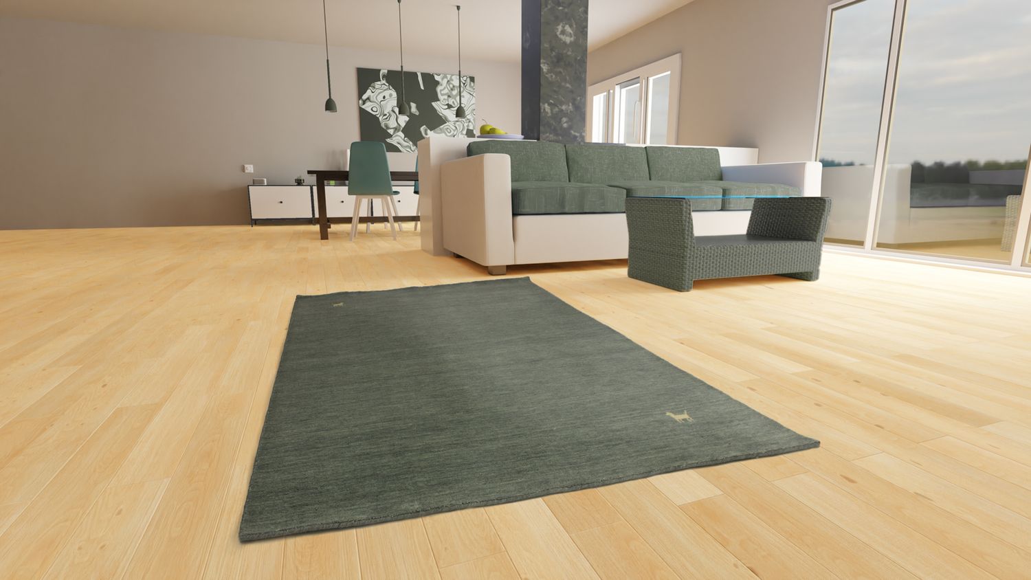 Tapis Gabbeh - Indus - 300 x 250 cm - gris