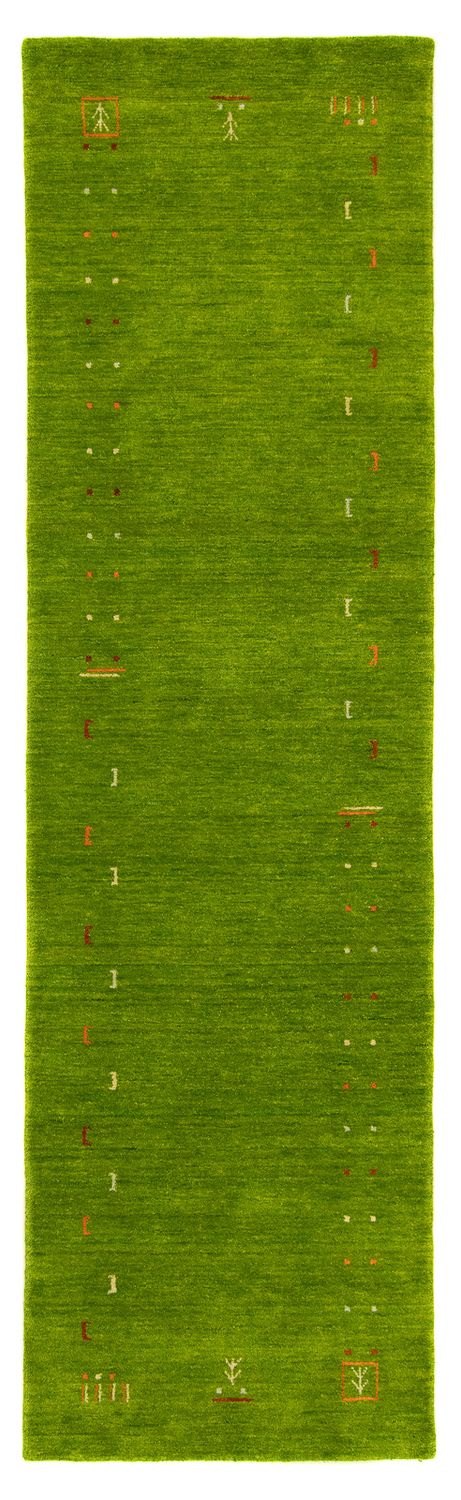 Tapis de couloir Tapis Gabbeh - Indus - 400 x 80 cm - vert