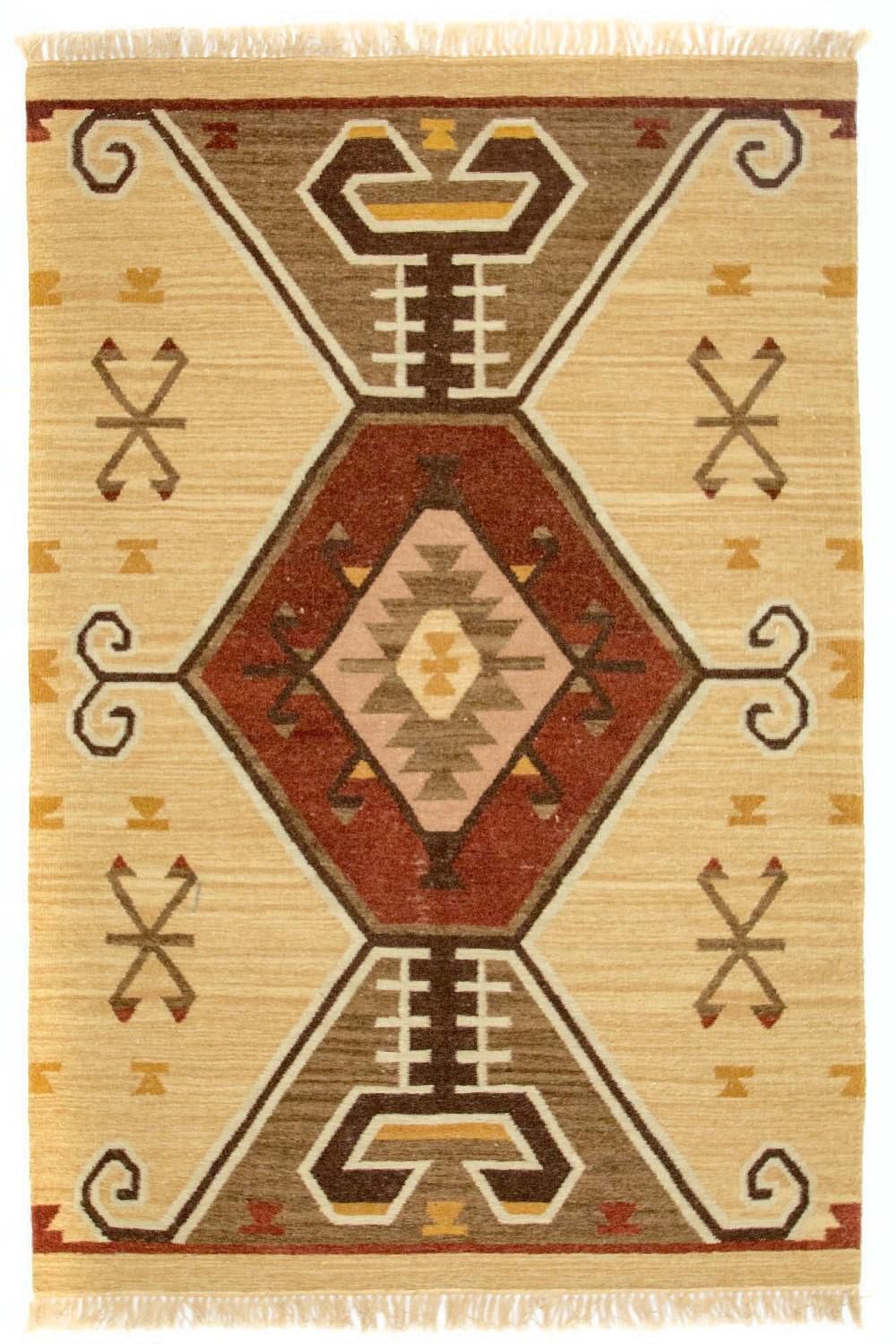 Tapis Kelim - Tendance - 187 x 126 cm - jaune
