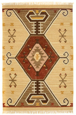 Tapis Kelim - Tendance - 187 x 126 cm - jaune