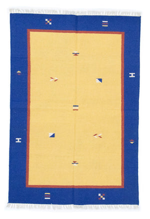 Tapis Kelim - Tendance - 200 x 140 cm - jaune
