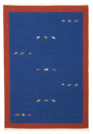 Tapis Kelim - Tendance - 180 x 120 cm - bleu