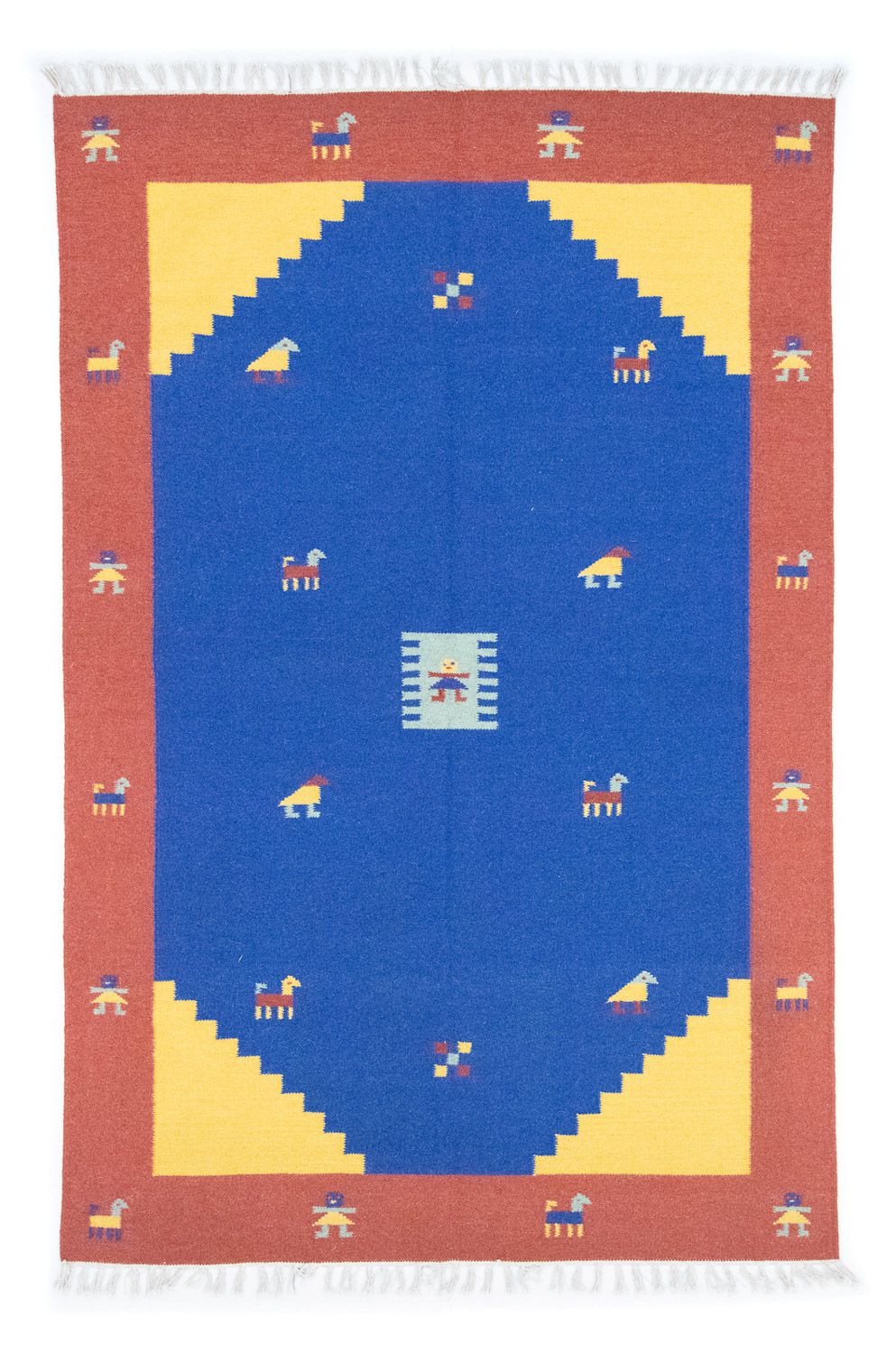 Tapis Kelim - Tendance - 200 x 140 cm - bleu
