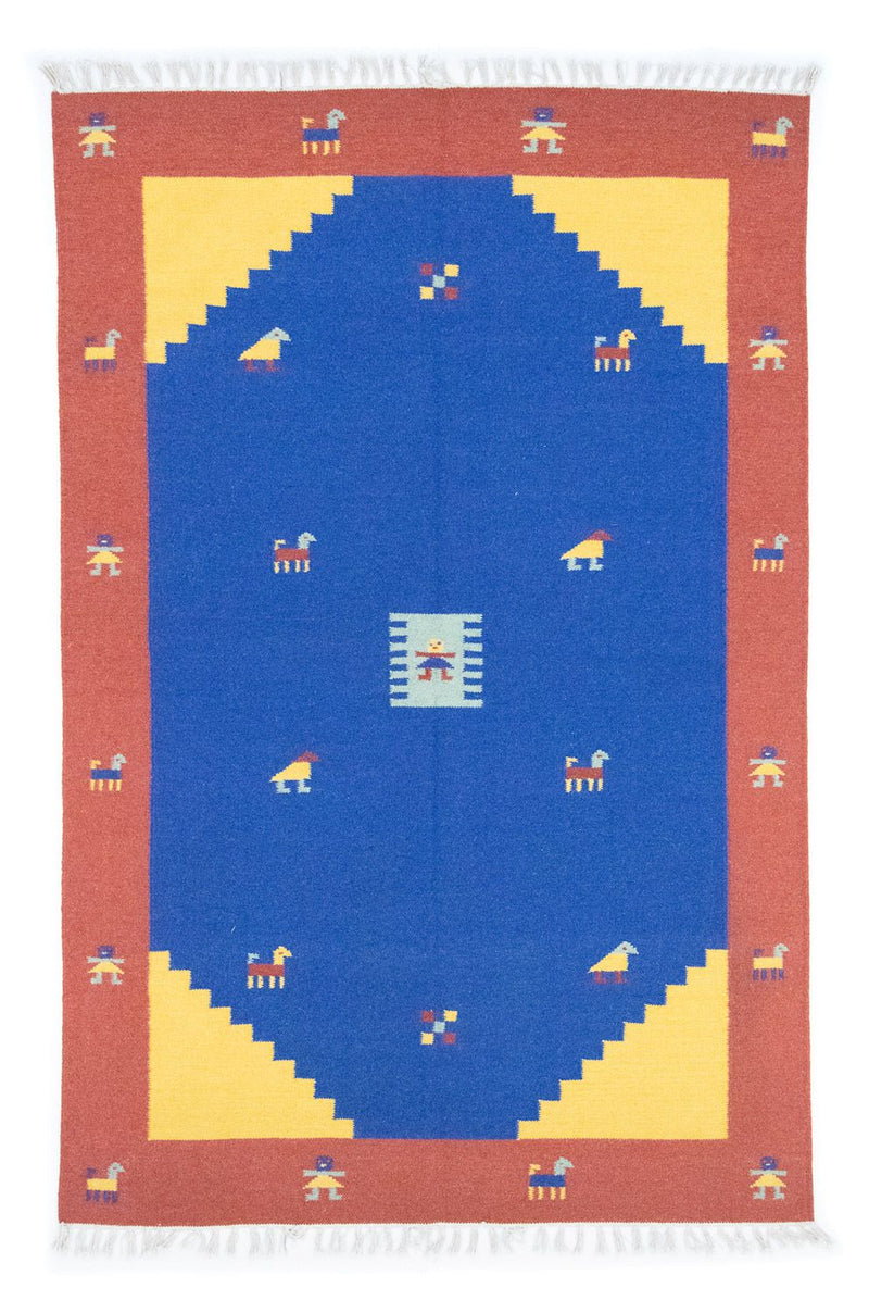 Tapis Kelim - Tendance - 200 x 140 cm - bleu
