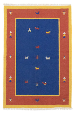 Tapis Kelim - Tendance - 200 x 140 cm - bleu