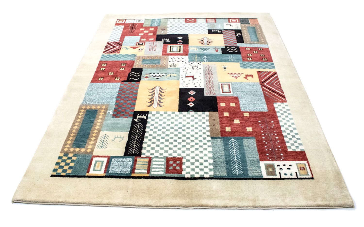Tapis Gabbeh - Loribaft Persan - 198 x 150 cm - colorée