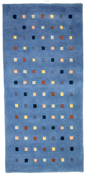Tapis Népalais - 140 x 70 cm - bleu clair