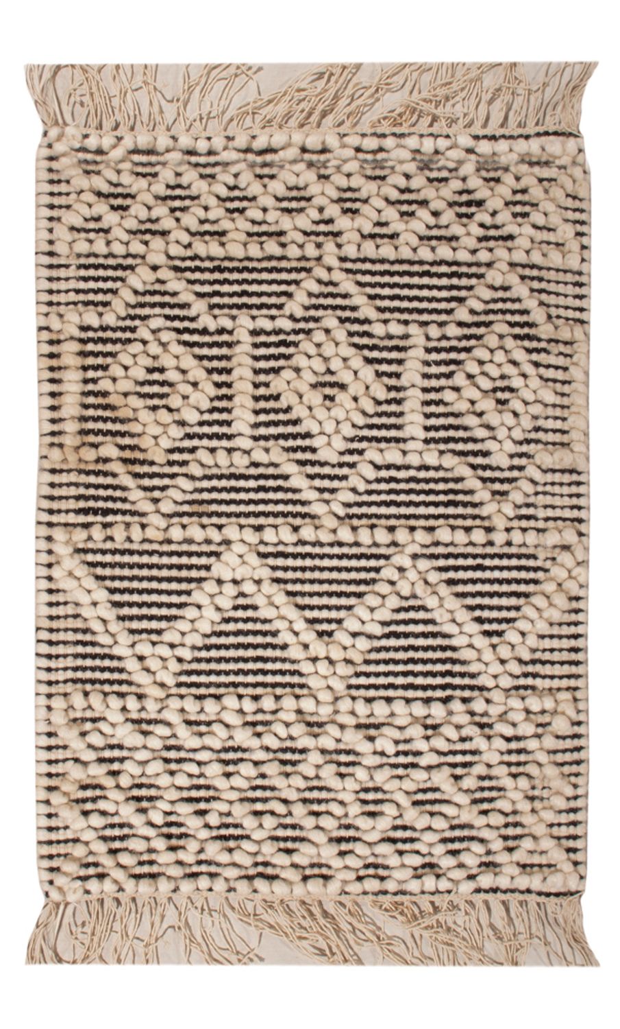 Tapis en laine - 58 x 46 cm - noir et blanc