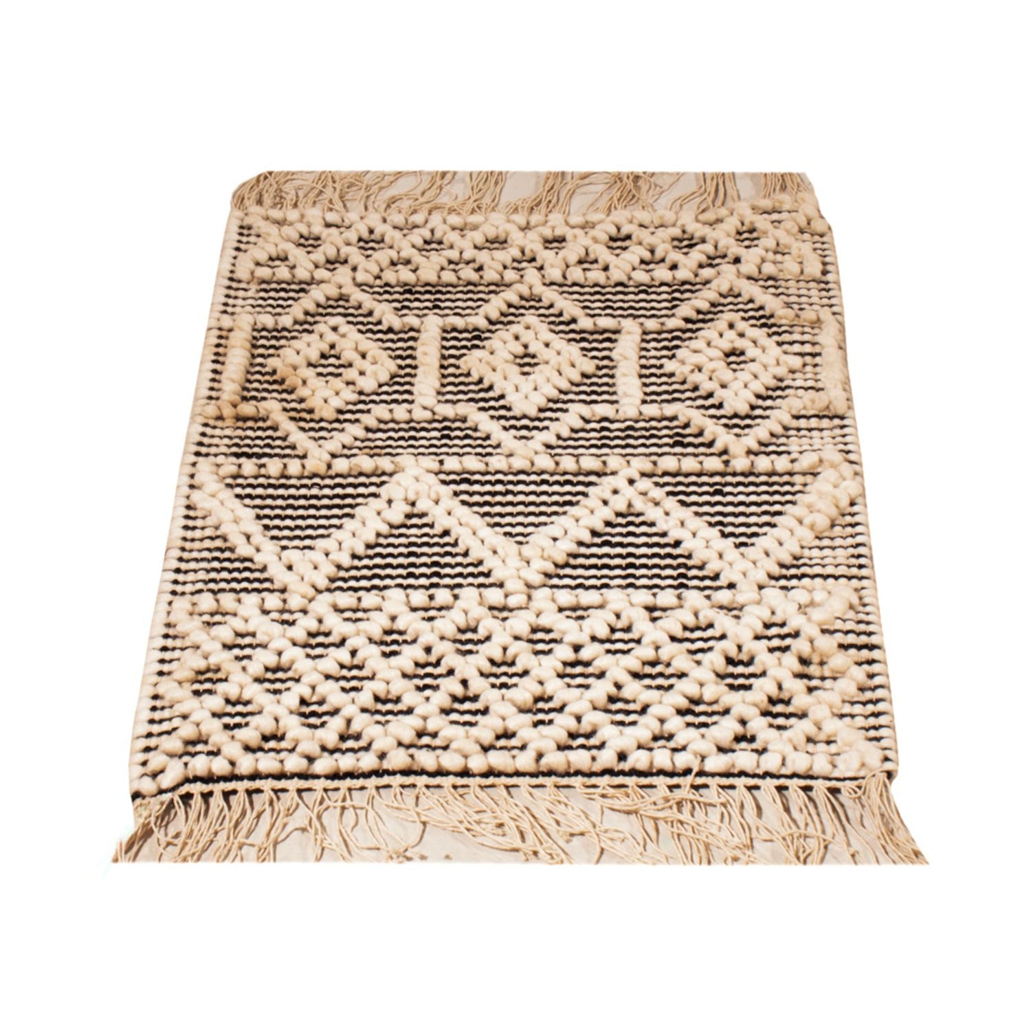 Tapis en laine - 58 x 46 cm - noir et blanc