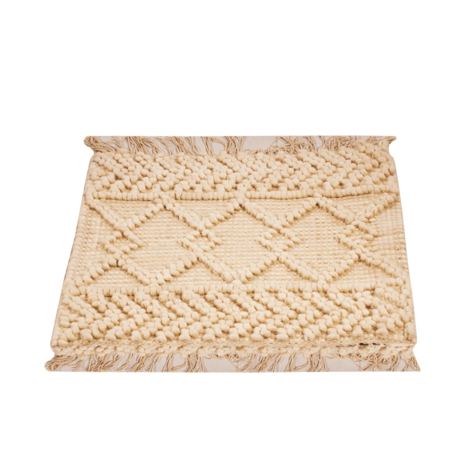 Wollteppich quadratisch  - 48 x 46 cm - creme