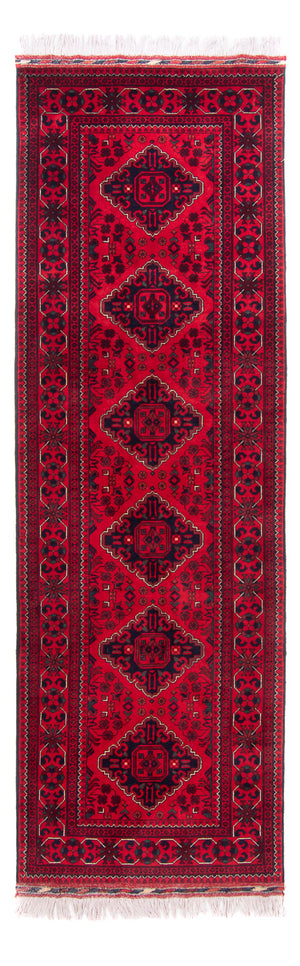 Tapis de couloir Tapis afghan - 292 x 90 cm - rouge