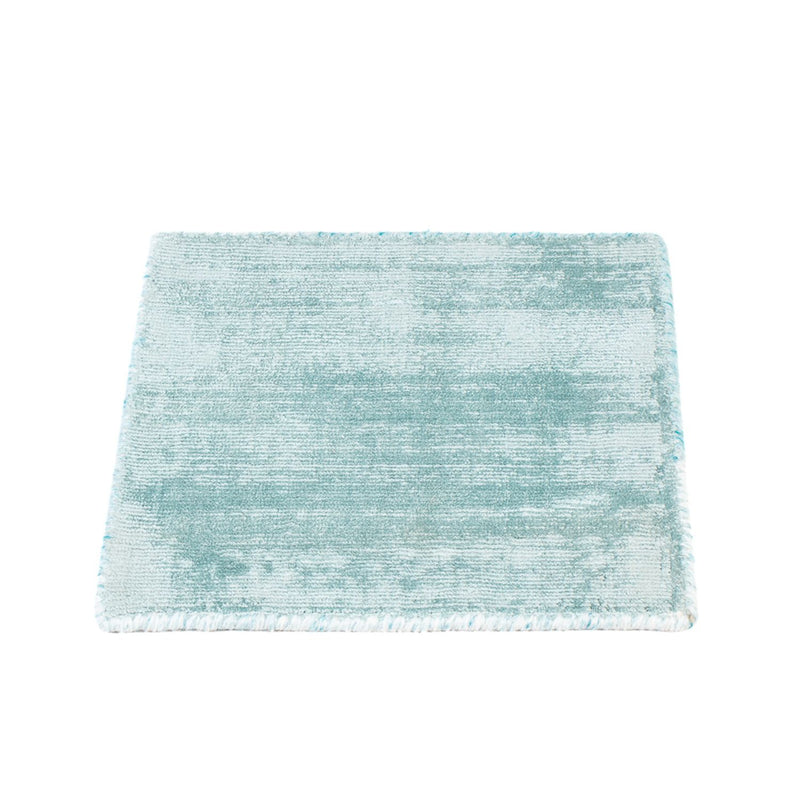 Tapis en viscose carré  - 30 x 30 cm - bleu clair