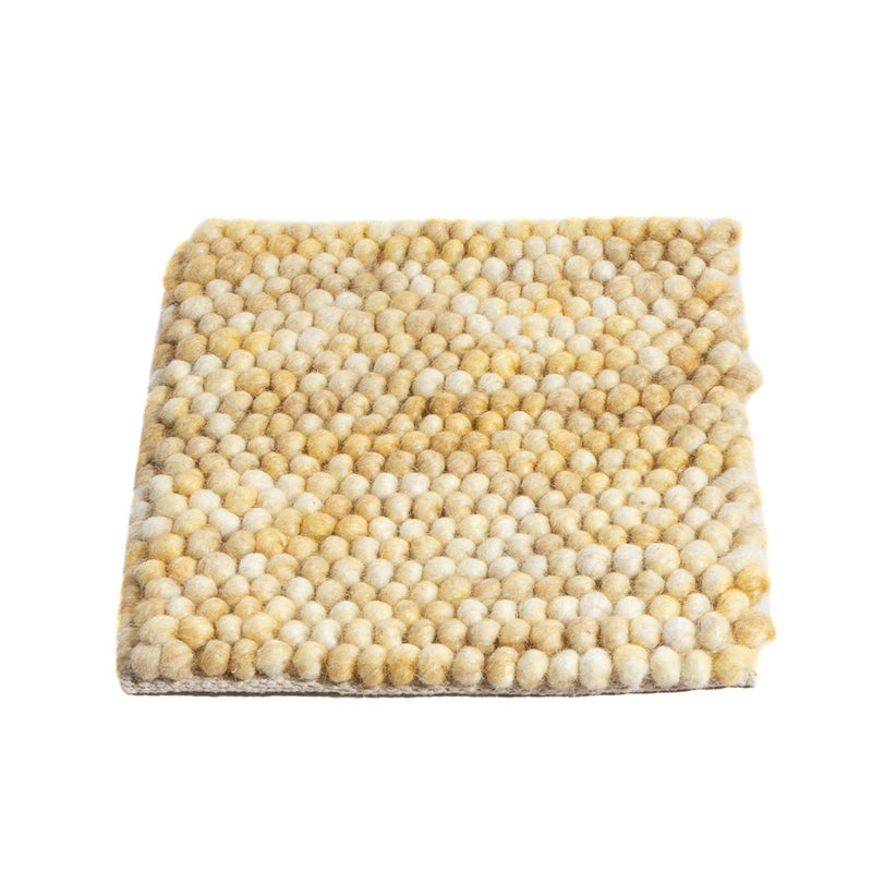 Tapis en laine carré  - 32 x 32 cm - beige clair