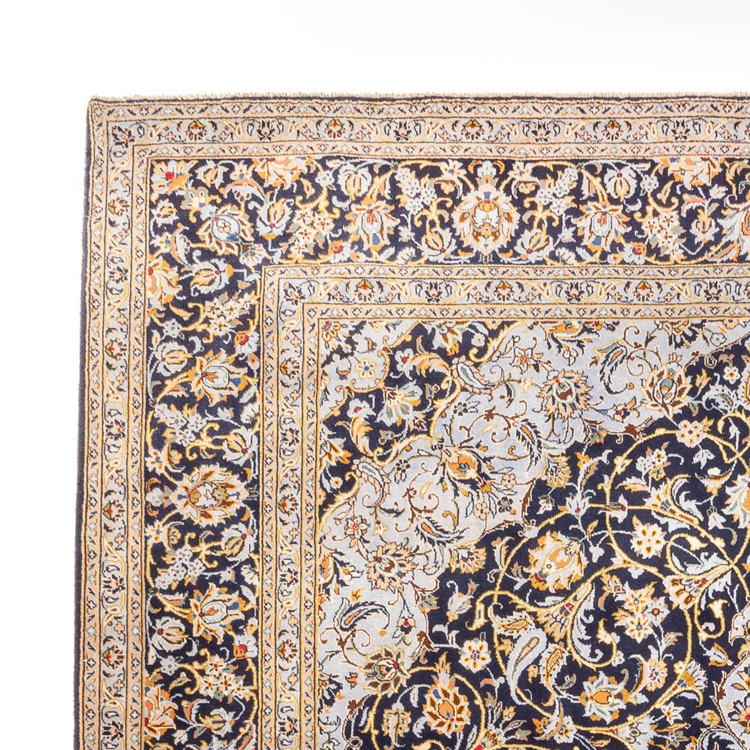 Tapis persan - Keshan - 425 x 307 cm - bleu foncé