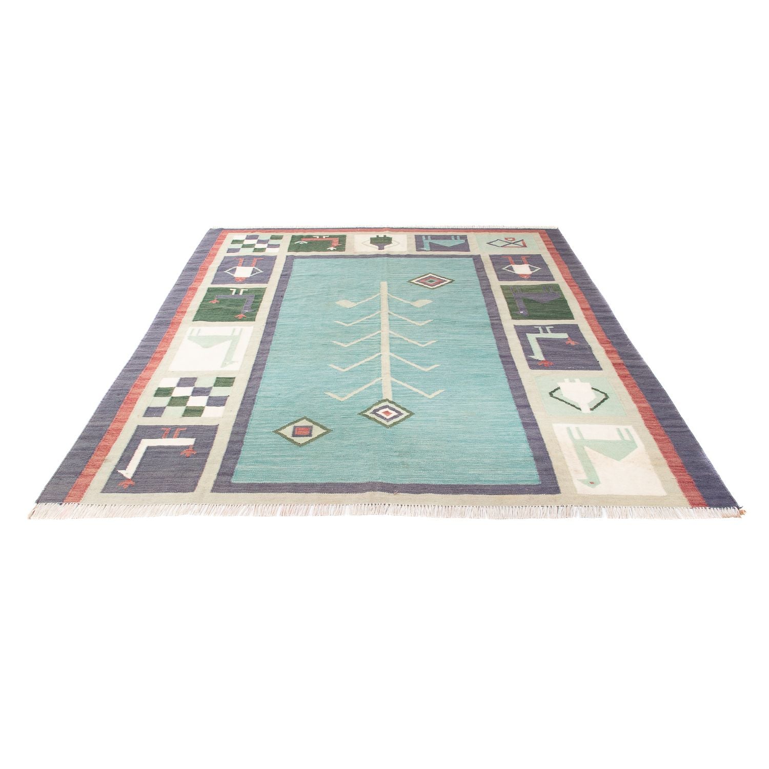 Tapis Kelim - Tendance - 240 x 200 cm - bleu clair