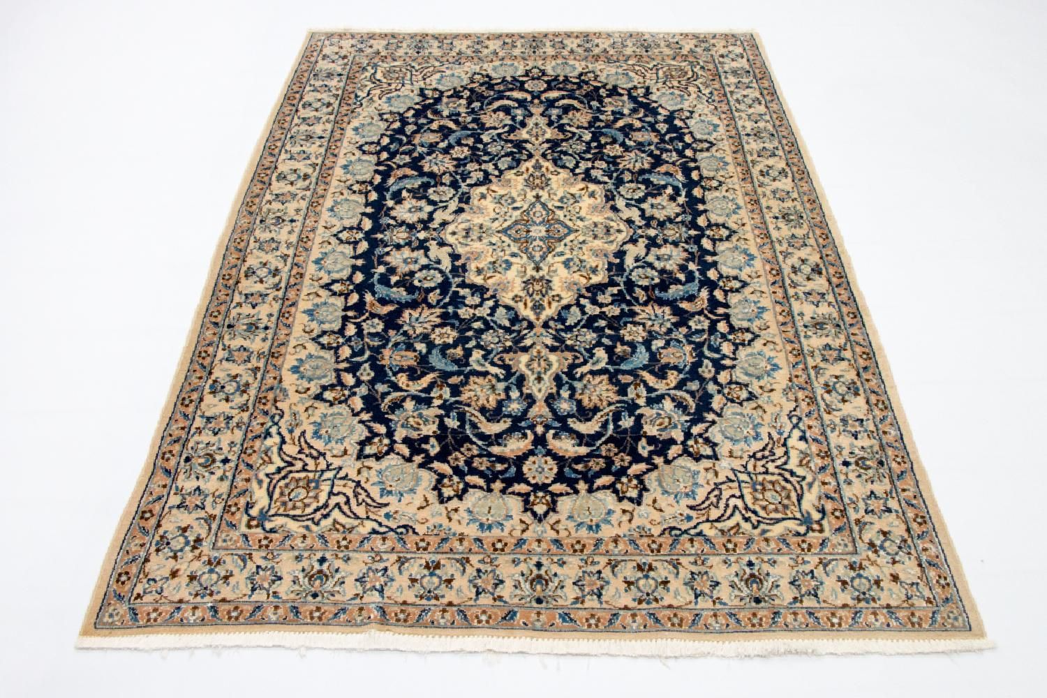 Tapis persan - Nain - Royal - 180 x 116 cm - bleu foncé