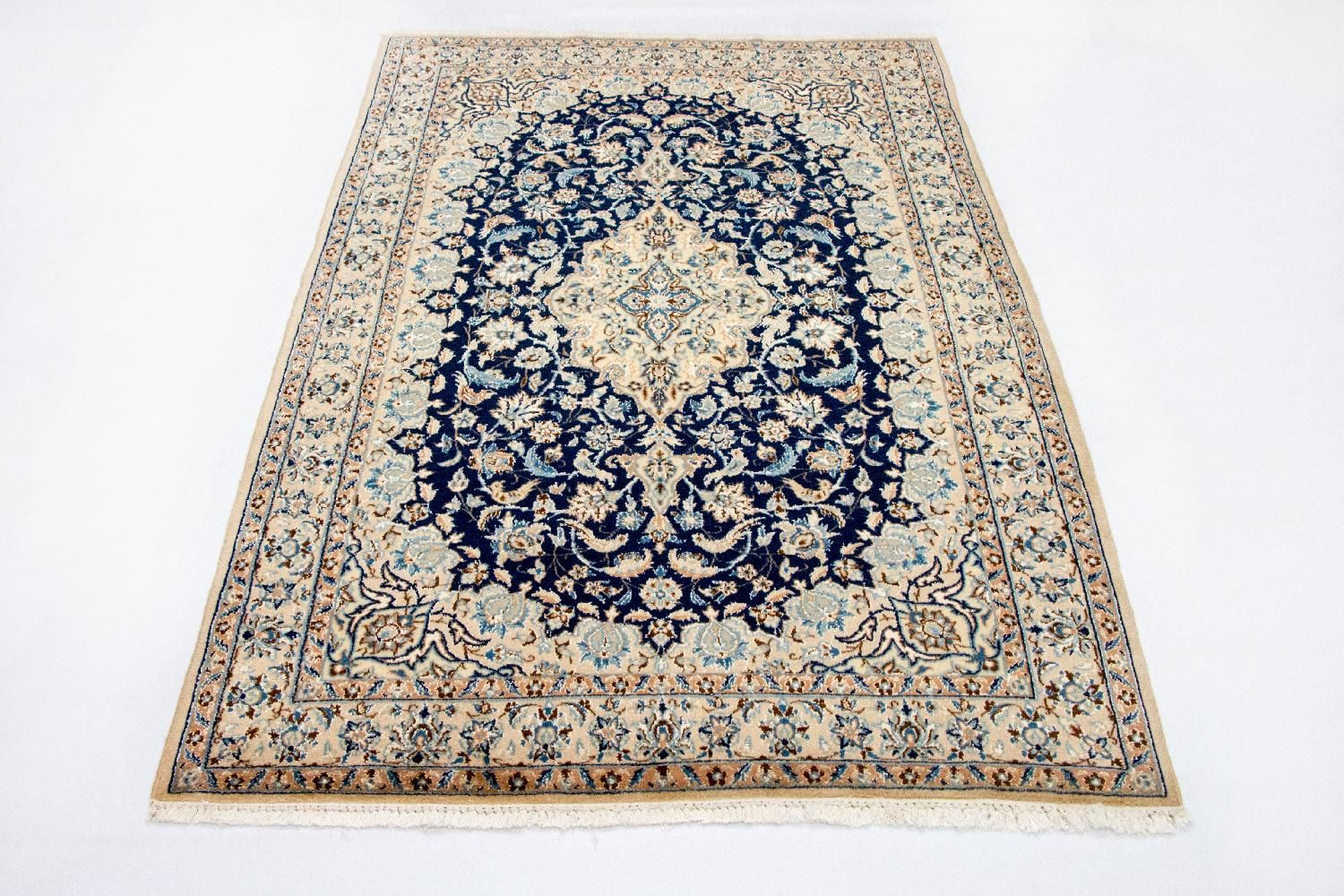 Tapis persan - Nain - Royal - 180 x 116 cm - bleu foncé