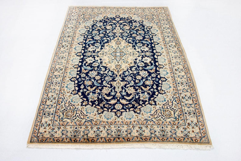 Tapis persan - Nain - Royal - 180 x 116 cm - bleu foncé