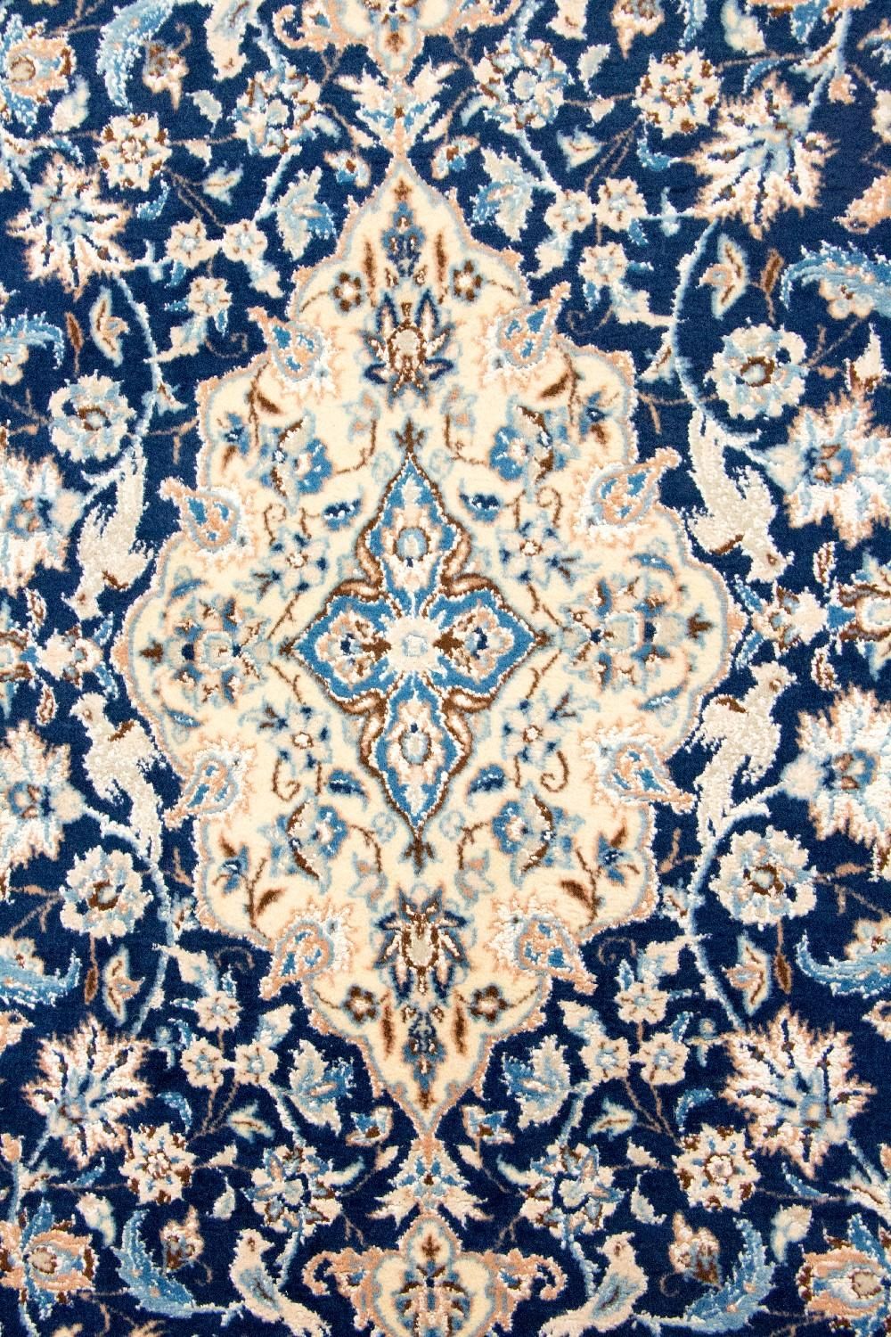 Tapis persan - Nain - Royal - 180 x 116 cm - bleu foncé