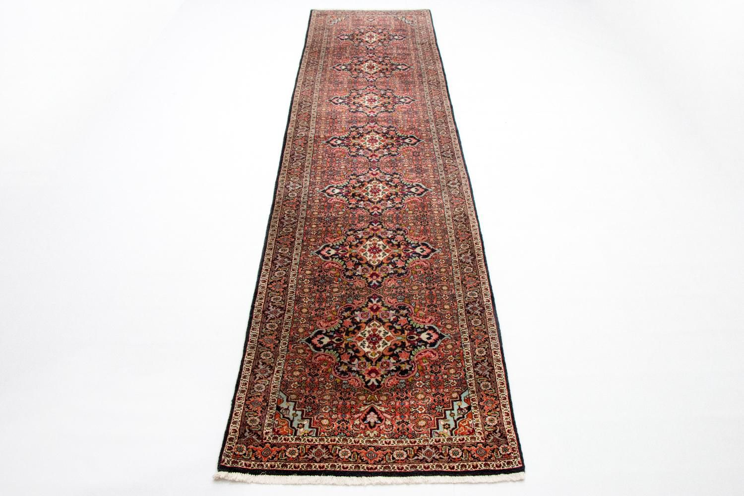 Tapis de couloir Tapis persan - Bidjar - 397 x 89 cm - rouge
