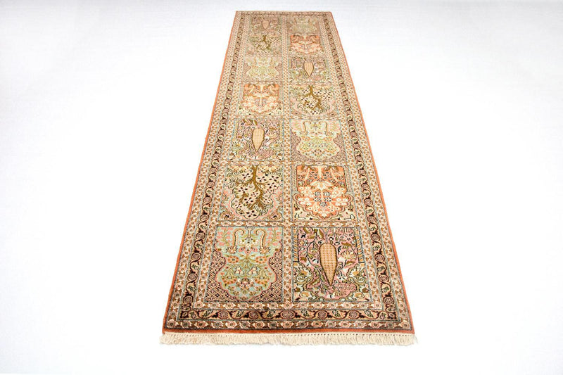 Tapis de couloir Tapis en soie - Soie du Cachemire - 313 x 82 cm - multicolore