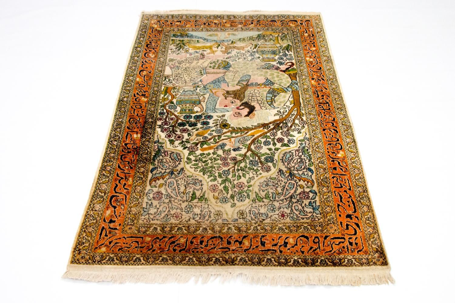 Tapis en soie - Soie du Cachemire - 150 x 92 cm - multicolore