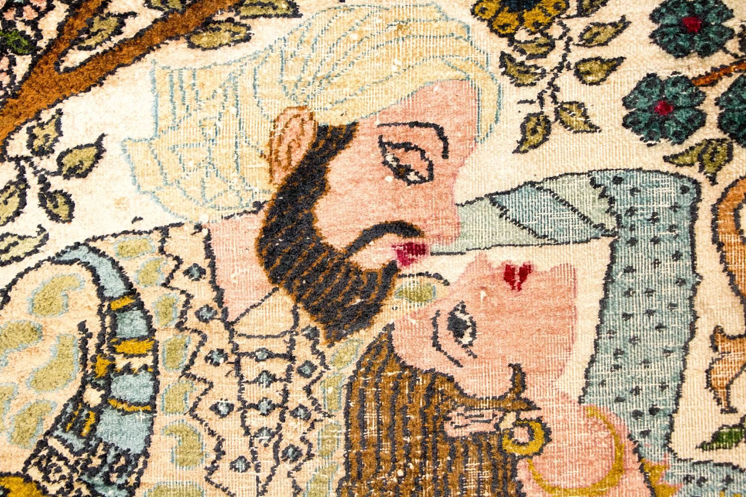 Tapis en soie - Soie du Cachemire - 150 x 92 cm - multicolore