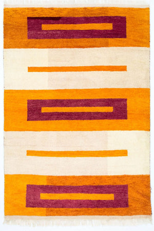 Tapis Gabbeh - Indus - 197 x 140 cm - multicolore