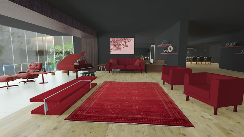 Tapis Gabbeh - Loribaft Persan - 400 x 300 cm - rouge