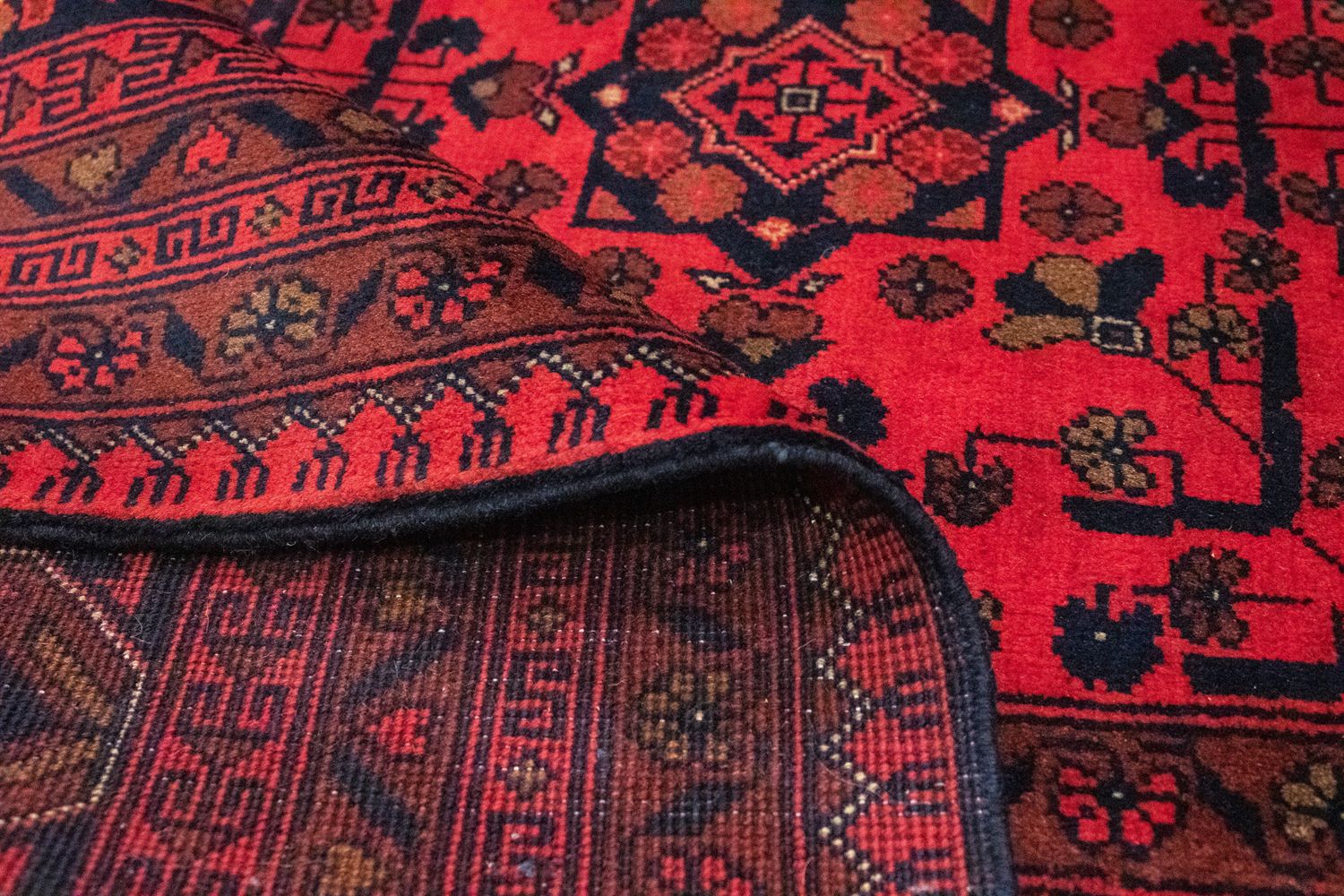 Tapis afghan - Kunduz - 299 x 200 cm - rouge