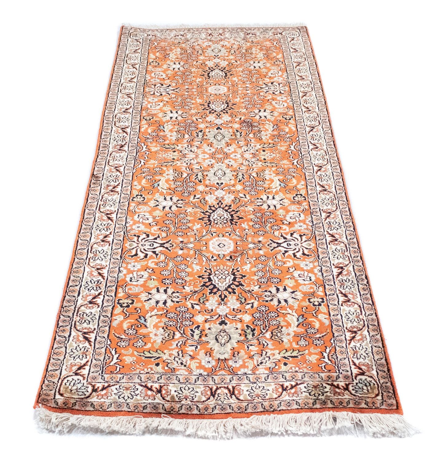 Tapis de couloir Tapis en soie - Soie du Cachemire - 177 x 61 cm - orange