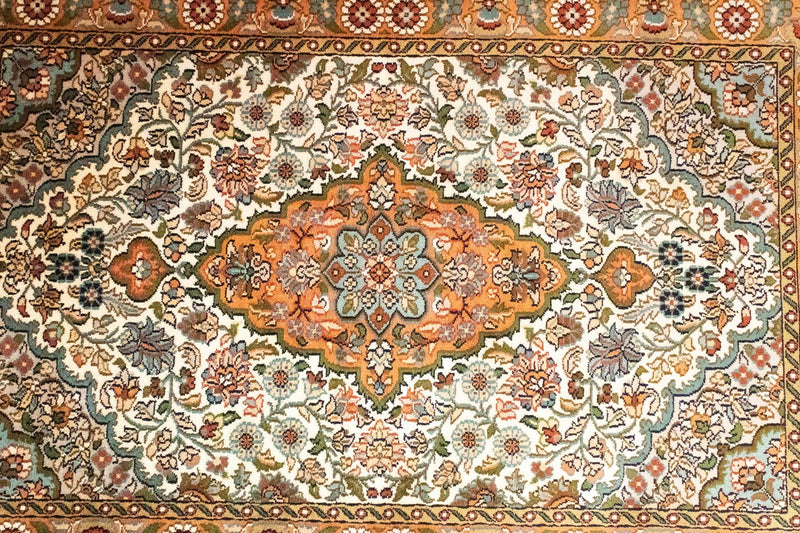 Tapis en soie - Soie du Cachemire - 120 x 80 cm - beige
