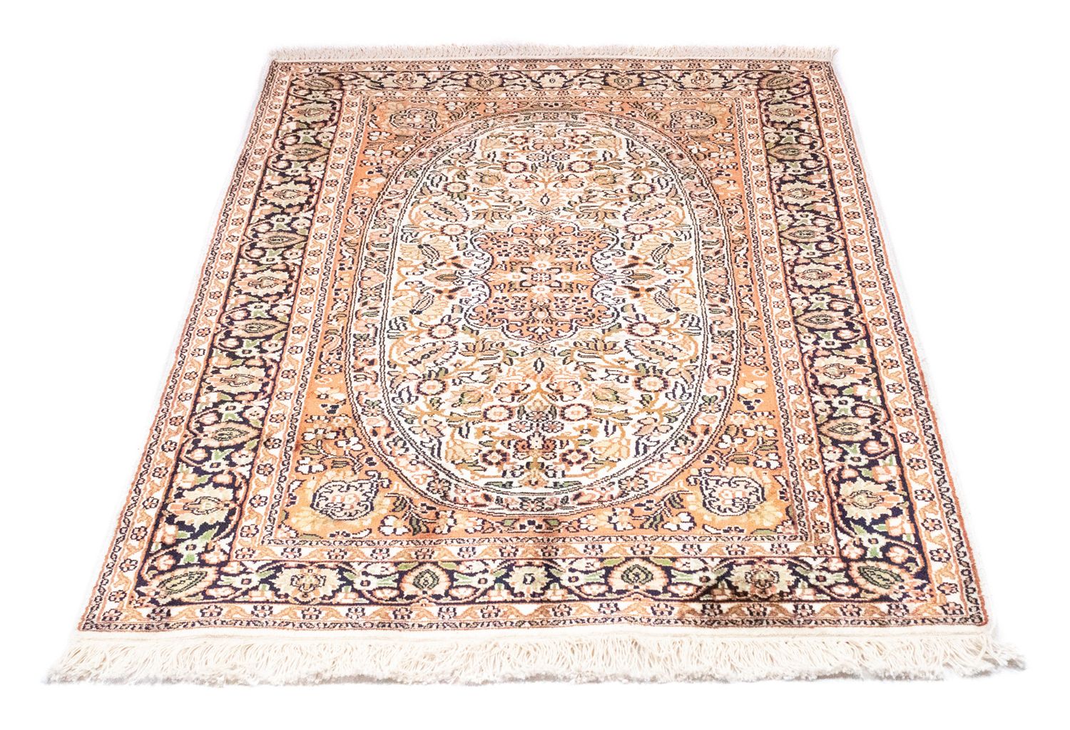 Tapis en soie - Soie du Cachemire - 125 x 83 cm - orange